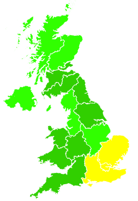 Click on a region for air pollution levels for 13/08/2006