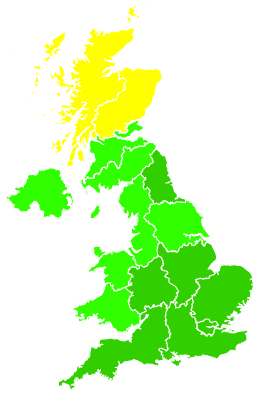Click on a region for air pollution levels for 13/08/2007