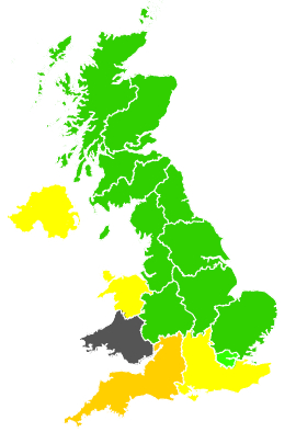 Click on a region for air pollution levels for 13/09/1990