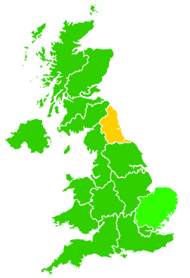 Click on a region for air pollution levels for 13/09/1994