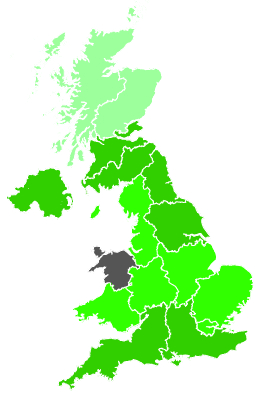 Click on a region for air pollution levels for 13/09/1996