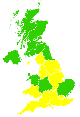 Click on a region for air pollution levels for 13/09/2003