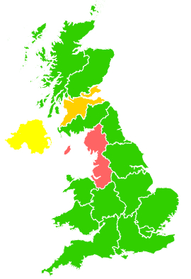 Click on a region for air pollution levels for 13/09/2014