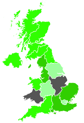 Click on a region for air pollution levels for 13/10/1987