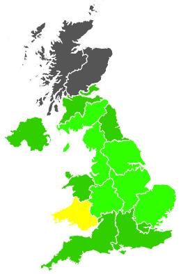 Click on a region for air pollution levels for 13/10/1998
