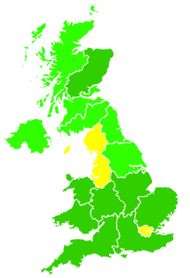 Click on a region for air pollution levels for 13/10/2002