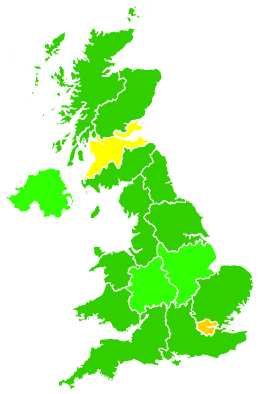 Click on a region for air pollution levels for 13/10/2006