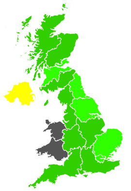 Click on a region for air pollution levels for 13/11/1990