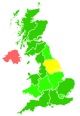 Click on a region for air pollution levels for 13/11/1993