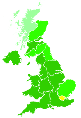 Click on a region for air pollution levels for 13/11/2003