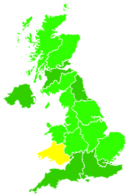 Click on a region for air pollution levels for 13/11/2019