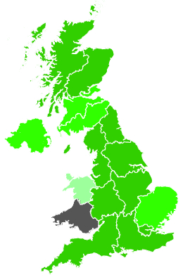 Click on a region for air pollution levels for 13/12/1989