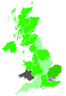 Click on a region for air pollution levels for 13/12/1991