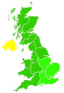 Click on a region for air pollution levels for 13/12/1994