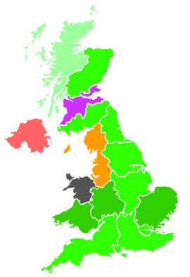 Click on a region for air pollution levels for 13/12/2001