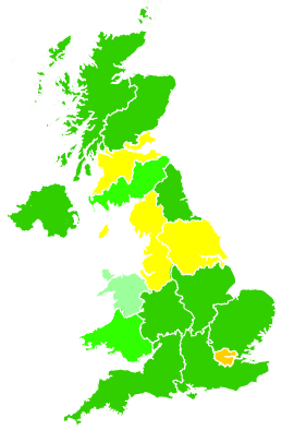 Click on a region for air pollution levels for 13/12/2002
