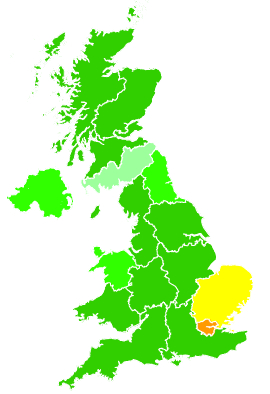 Click on a region for air pollution levels for 13/12/2004