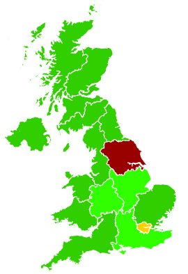 Click on a region for air pollution levels for 13/12/2005