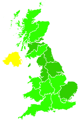 Click on a region for air pollution levels for 13/12/2009