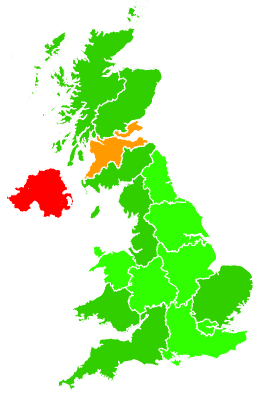 Click on a region for air pollution levels for 13/12/2010