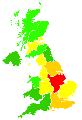 Click on a region for air pollution levels for 13/12/2012