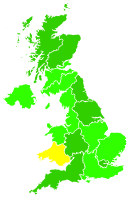 Click on a region for air pollution levels for 13/12/2016