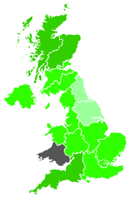 Click on a region for air pollution levels for 14/01/1988