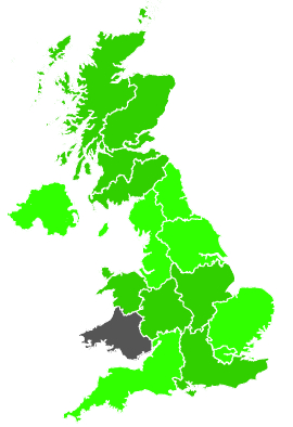 Click on a region for air pollution levels for 14/01/1990