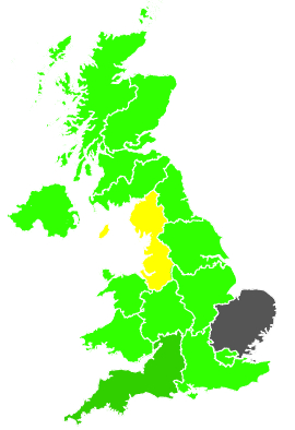 Click on a region for air pollution levels for 14/01/1996
