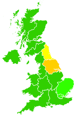 Click on a region for air pollution levels for 14/01/1998