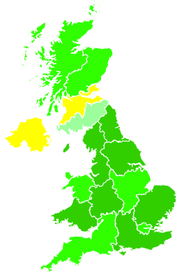 Click on a region for air pollution levels for 14/01/2001