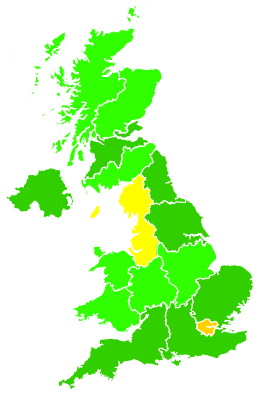 Click on a region for air pollution levels for 14/01/2005