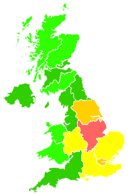Click on a region for air pollution levels for 14/01/2012