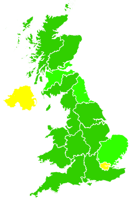 Click on a region for air pollution levels for 14/02/2000
