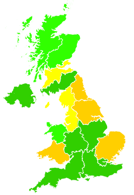 Click on a region for air pollution levels for 14/02/2003