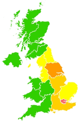 Click on a region for air pollution levels for 14/02/2023