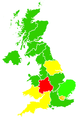 Click on a region for air pollution levels for 14/03/1995