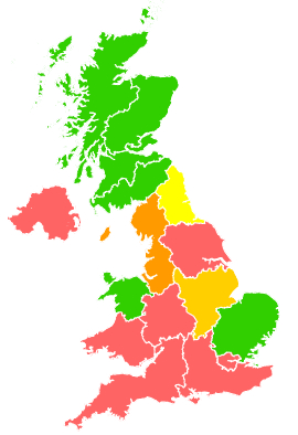Click on a region for air pollution levels for 14/03/1996