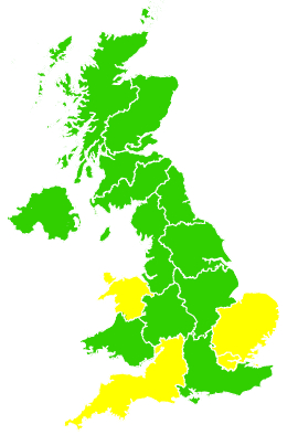 Click on a region for air pollution levels for 14/03/2005