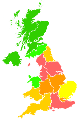 Click on a region for air pollution levels for 14/03/2012