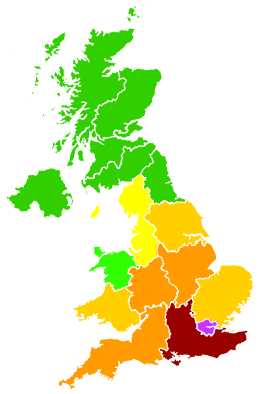 Click on a region for air pollution levels for 14/03/2014