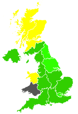 Click on a region for air pollution levels for 14/04/1988