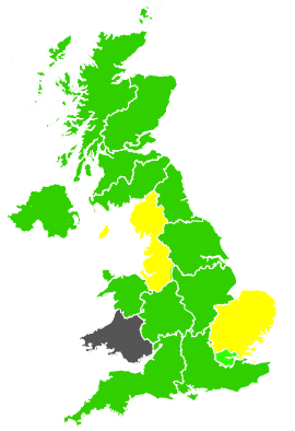 Click on a region for air pollution levels for 14/04/1991