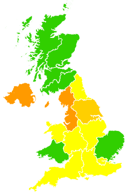 Click on a region for air pollution levels for 14/04/1995