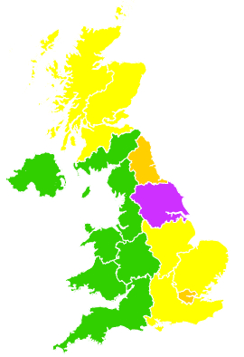 Click on a region for air pollution levels for 14/04/2003