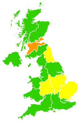 Click on a region for air pollution levels for 14/04/2010