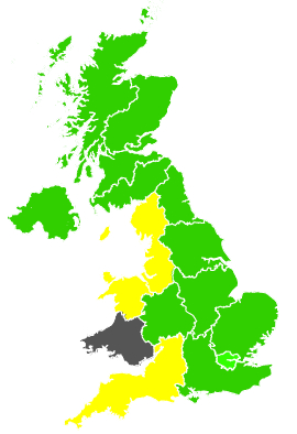 Click on a region for air pollution levels for 14/05/1991