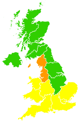 Click on a region for air pollution levels for 14/05/1993