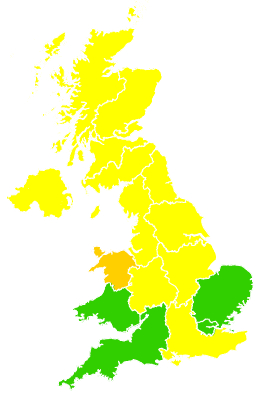 Click on a region for air pollution levels for 14/05/1994