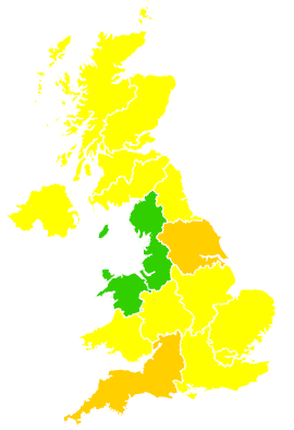 Click on a region for air pollution levels for 14/05/2008